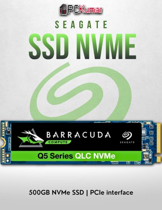 Seagate FireCuda 500GB PCIe Gen 3 NVMe SSD with high-speed performance.