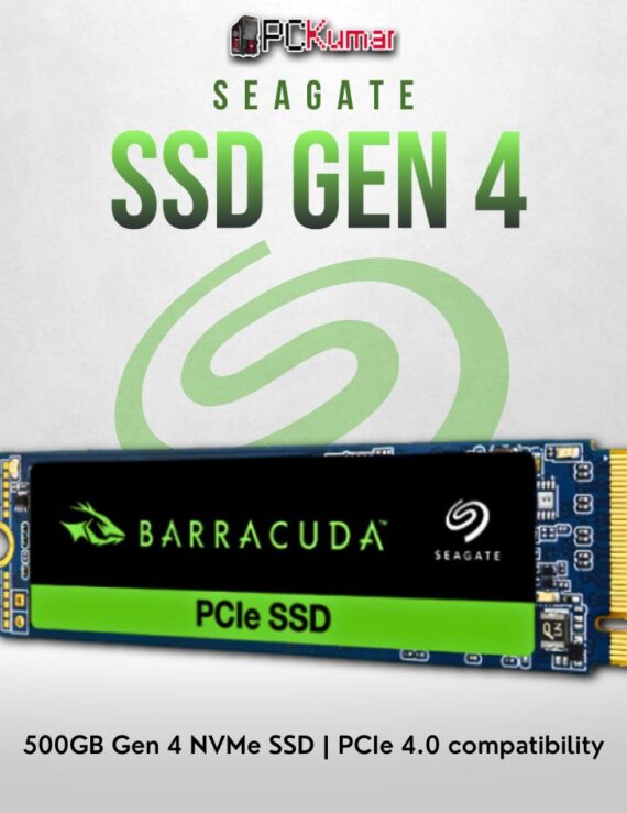 Seagate FireCuda 500GB PCIe Gen 4 SSD with ultra-fast speeds and compact design.