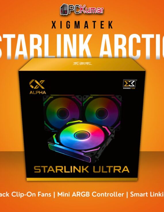 Xigmatek Starlink Ultra 3-Pack Black ARGB Fans with Galaxy II Fan Control Box and PWM Cables.