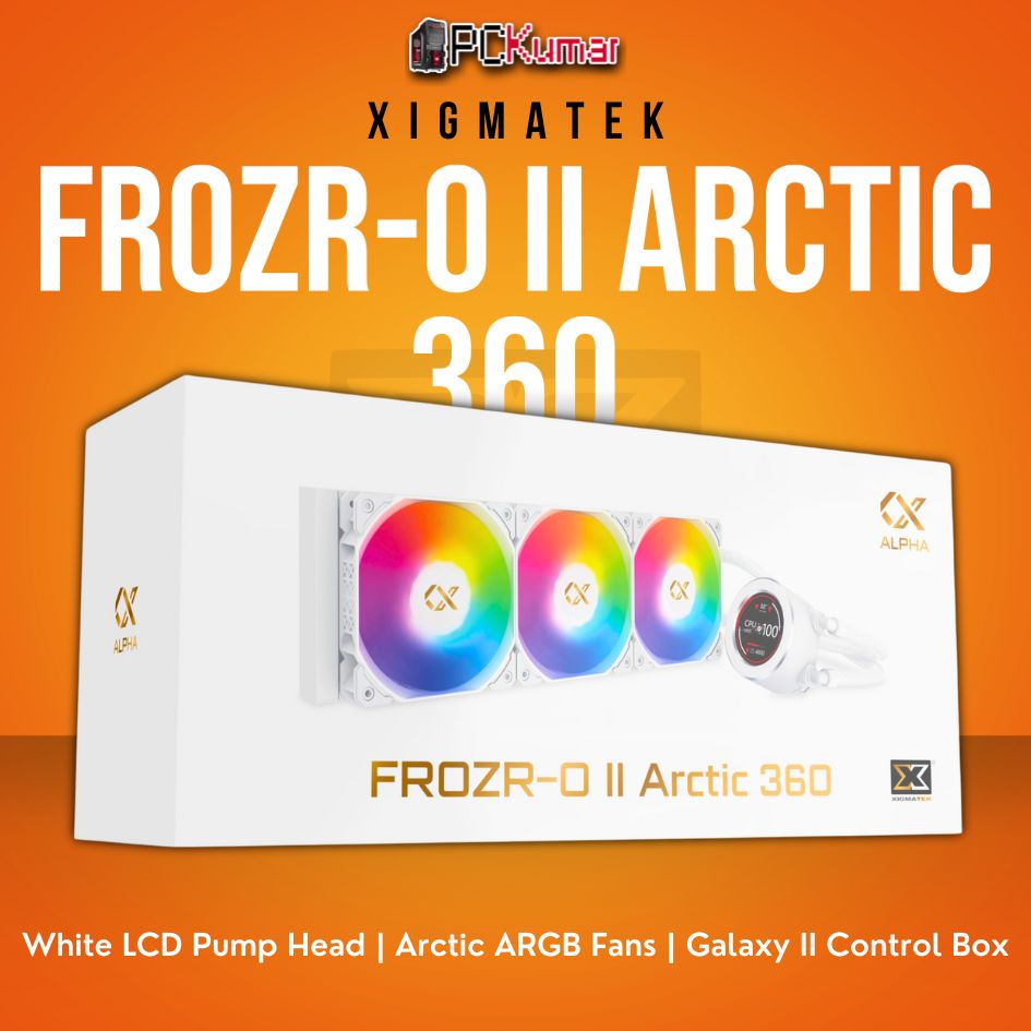 Xigmatek FROZR-O II Arctic 360 White AIO Liquid Cooler with LCD Pump Head and 3 ARGB Fans