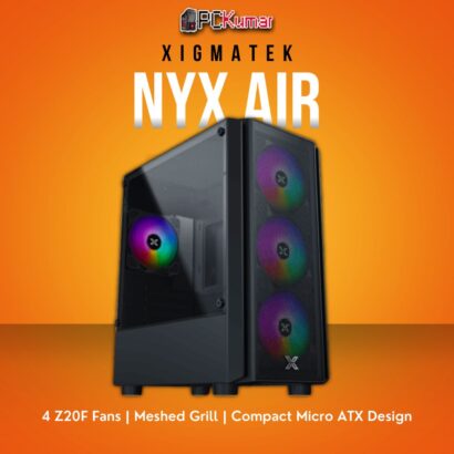 Xigmatek NYX Air Micro ATX Case with 4 Z20F Fans and Meshed Grill Front Panel.