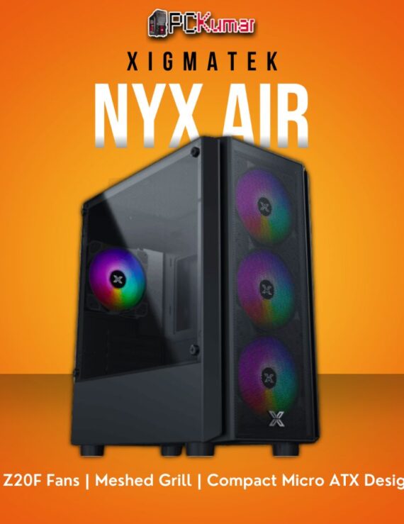 Xigmatek NYX Air Micro ATX Case with 4 Z20F Fans and Meshed Grill Front Panel.