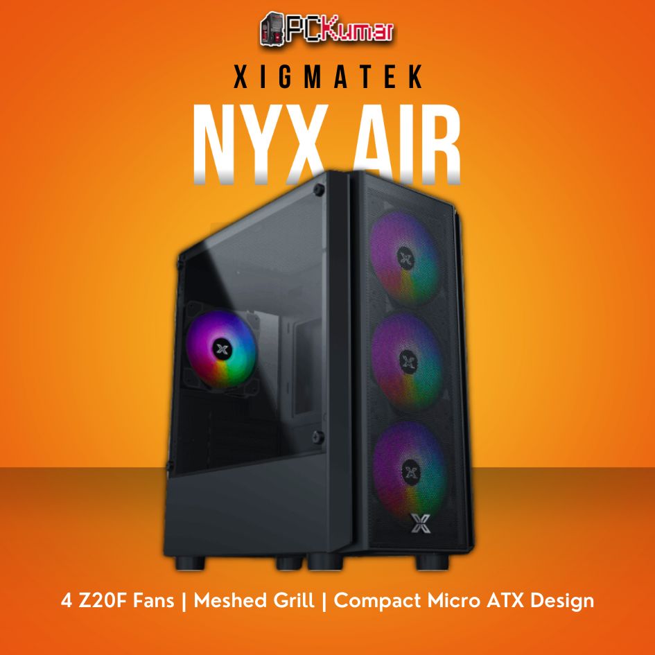 Xigmatek NYX Air Micro ATX Case with 4 Z20F Fans and Meshed Grill Front Panel.
