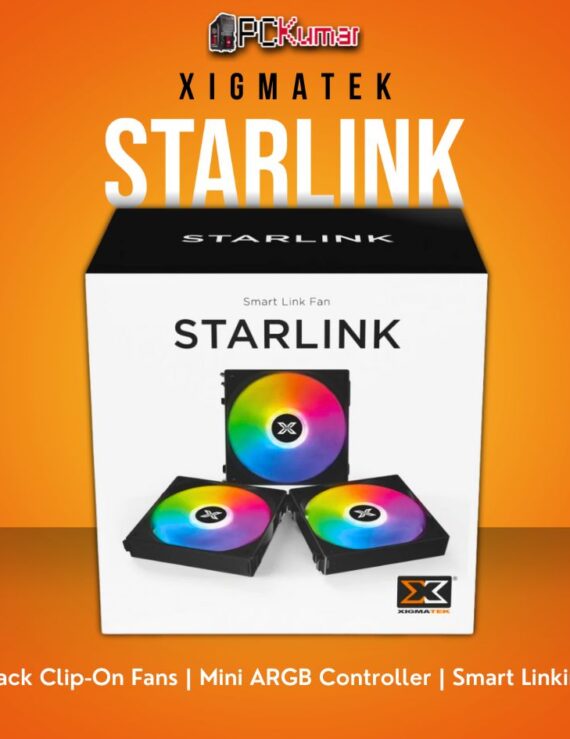 Xigmatek Starlink 3-Pack Black ARGB Fans with Mini Controller and PWM Cables.