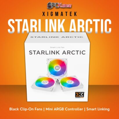 Xigmatek Starlink Arctic 3-Pack White ARGB Fans with Mini Controller and PWM Cables.