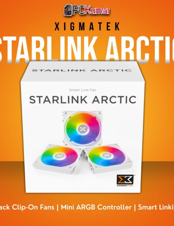 Xigmatek Starlink Arctic 3-Pack White ARGB Fans with Mini Controller and PWM Cables.