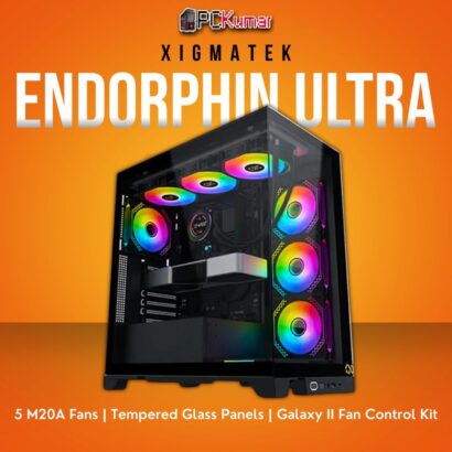 Xigmatek Endorphin Ultra Black ATX Case with 5 M20A Fans and Galaxy II Fan Control Kit.