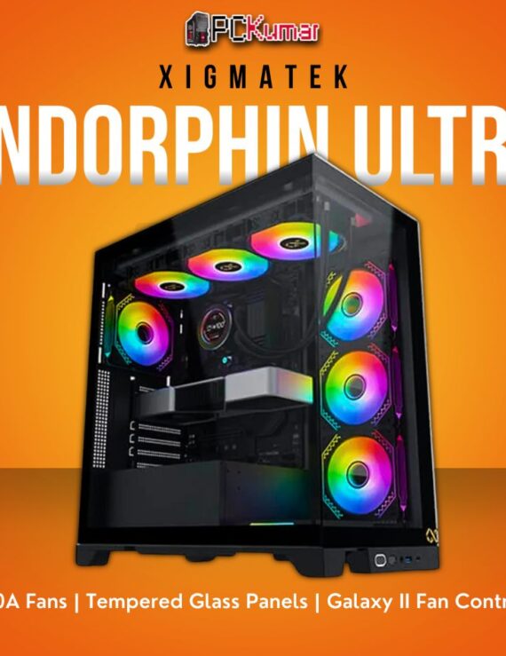 Xigmatek Endorphin Ultra Black ATX Case with 5 M20A Fans and Galaxy II Fan Control Kit.