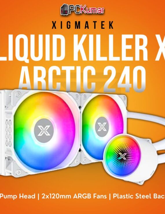 Xigmatek Liquid Killer X 240 Arctic White AIO Liquid Cooler with ARGB Pump Head and 2 ARGB Fans