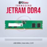 Transcend 4GB JM DDR4 2666 SO-DIMM 1Rx8 512Mx8 CL19 1.2V for portable systems.