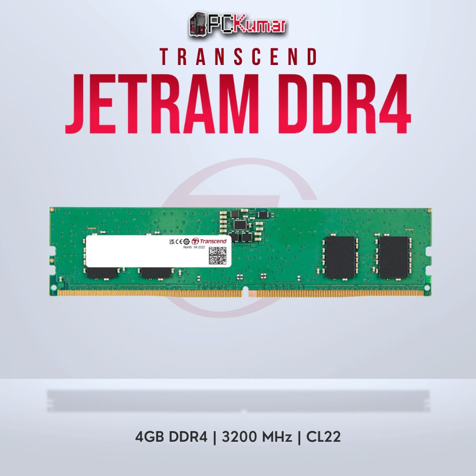Transcend 4GB JM DDR4 3200 U-DIMM 1Rx8 512Mx8 CL22 1.2V for basic computing.