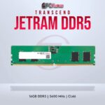 Transcend 16GB JM DDR5 5600 SO-DIMM 1Rx8 2Gx8 CL46 1.1V for high-performance laptops.