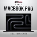 Apple 14-inch MacBook Pro M4 featuring 10-core CPU, 10-core GPU, 24GB RAM, and 1TB SSD in Space Black.
