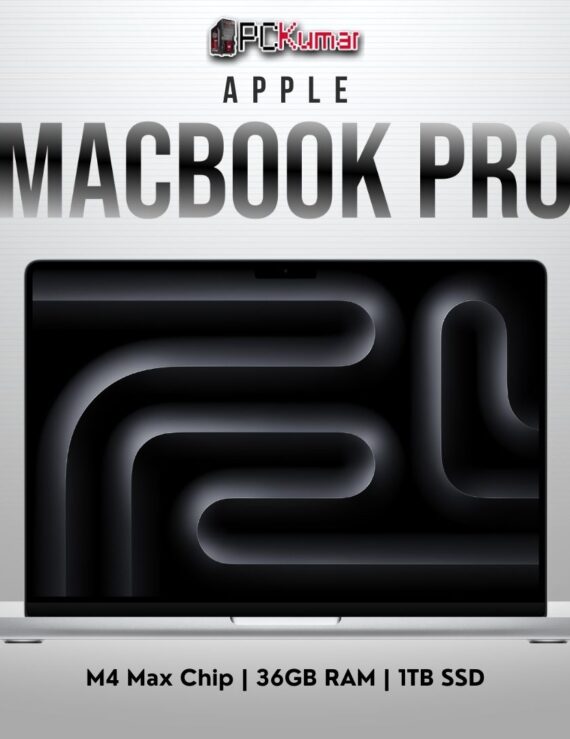 Apple 14-inch MacBook Pro M4 Max with 14-core CPU, 32-core GPU, 36GB RAM, and 1TB SSD in Silver.