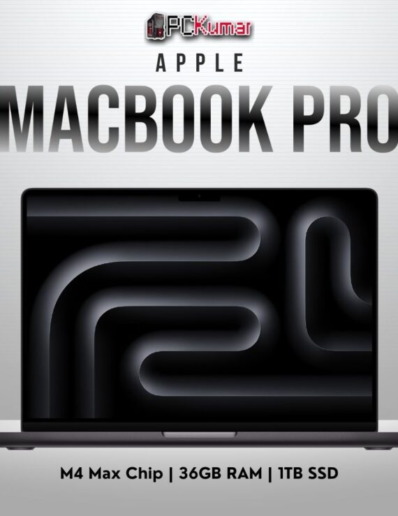 Apple 14-inch MacBook Pro M4 Max with 14-core CPU, 32-core GPU, 36GB RAM, and 1TB SSD in Space Black.