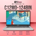 MSI Modern 14 C12MO-1248IN laptop featuring i3-1215U, UMA, 16GB RAM, 512GB storage, and a 14-inch FHD display.