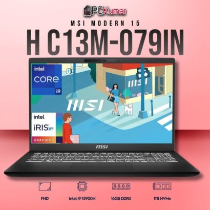 MSI Modern 15 C13M-079IN laptop with i9-13900H, UMA, 16GB RAM, 1TB storage, and a 15.6-inch FHD display.