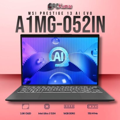 MSI Prestige 13 A1MG-052IN laptop featuring Core 5 125H, UMA, 16GB RAM, 1TB storage, and a 13.3-inch 2.8K OLED display.
