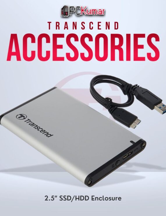 Transcend 2.5" SSD/HDD enclosure for fast and secure data access.