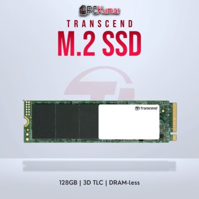 Transcend 128GB M.2 2280 PCIe Gen3x4 SSD with 3D TLC for high-speed operation.