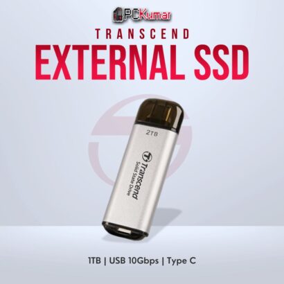 Transcend 1TB USB External SSD with 10Gbps Type-C for fast performance.