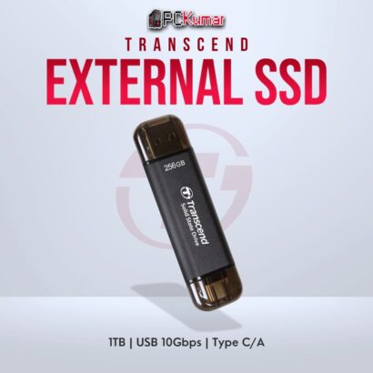 Transcend 1TB USB External SSD with Type-C/A for high-capacity storage.