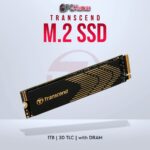 Transcend 1TB M.2 PCIe Gen4x4 SSD with 3D TLC and DRAM for faster boot.
