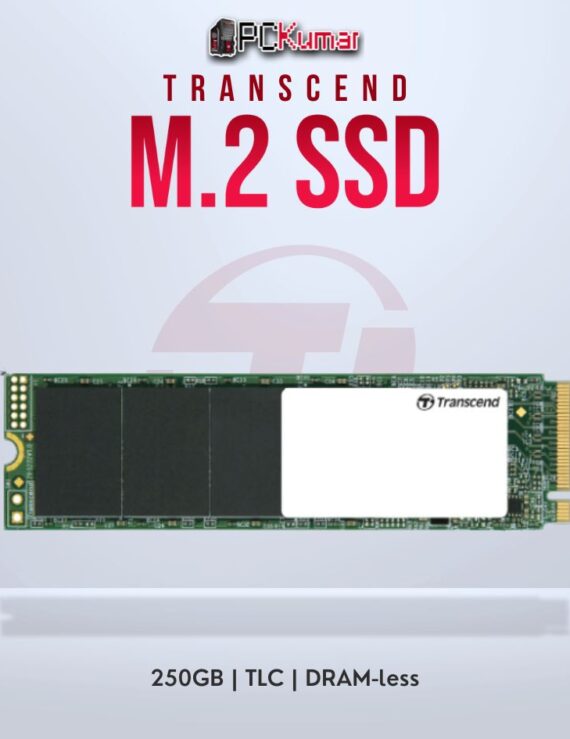 Transcend 250GB M.2 PCIe Gen3x4 NVMe SSD with TLC for fast data handling.