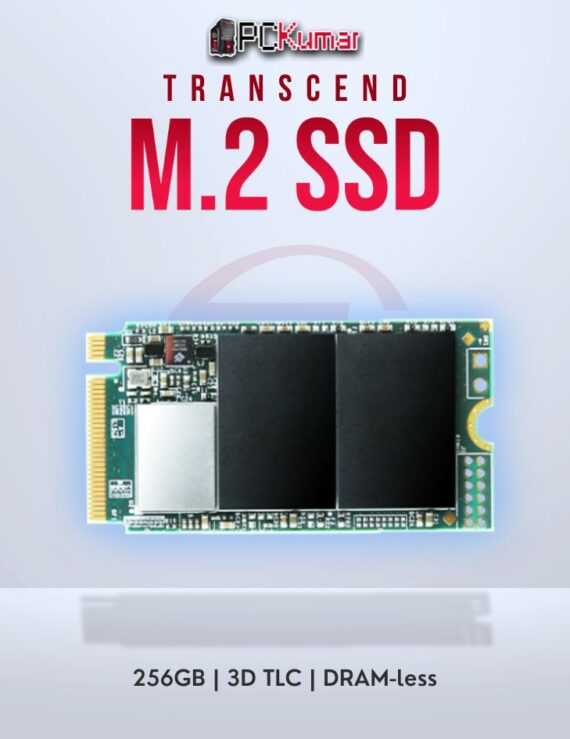 Transcend 256GB M.2 PCIe Gen3x4 NVMe SSD with 3D TLC for portable devices.