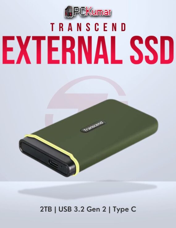 Transcend 2TB USB External SSD with Type-C USB 3.2 Gen 2 for large storage.