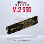 Transcend 2TB M.2 PCIe Gen4x4 NVMe SSD with 3D TLC for high capacity.
