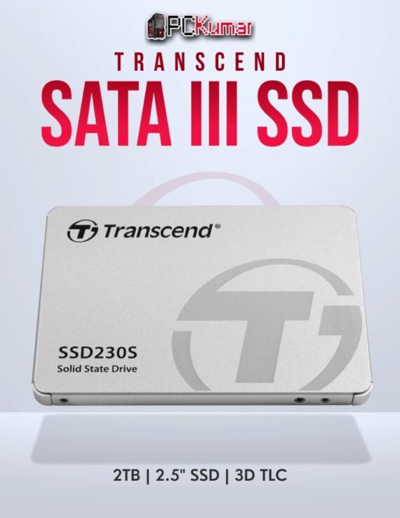Transcend 2TB 2.5 inch SATA3 SSD with 3D TLC for high-capacity storage.