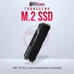 Transcend 4TB M.2 PCIe Gen4x4 NVMe SSD with metal heatsink for high-capacity performance.