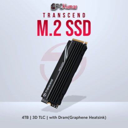 Transcend 4TB M.2 PCIe Gen4x4 NVMe SSD with metal heatsink for high-capacity performance.