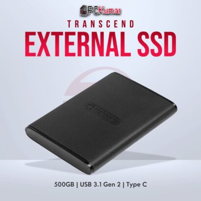 Transcend 500GB USB External SSD with Type-C USB 3.1 Gen 2 for fast and reliable storage.