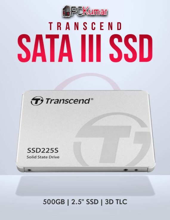 Transcend 500GB 2.5 inch SATA3 SSD with 3D TLC for faster operations.