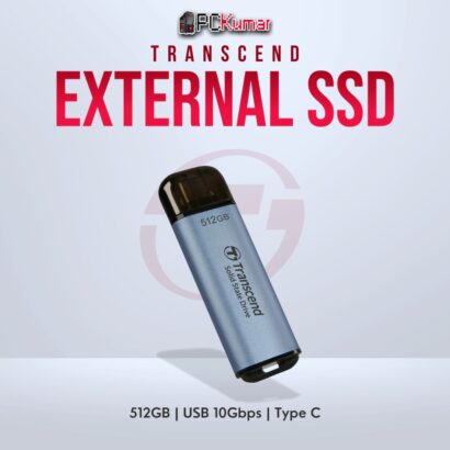Transcend 512GB USB External SSD with 10Gbps Type-C for fast data transfers.
