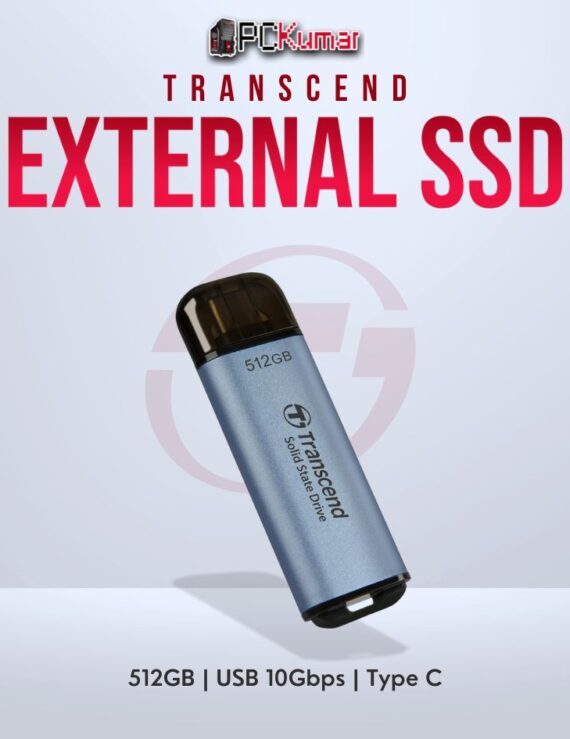 Transcend 512GB USB External SSD with 10Gbps Type-C for fast data transfers.