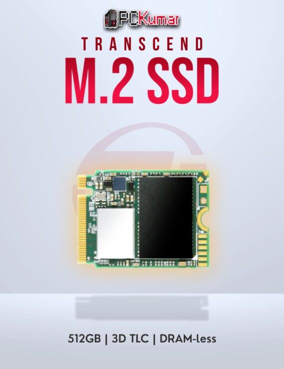 Transcend 512GB M.2 PCIe Gen3x4 NVMe SSD with 3D TLC for compact systems.