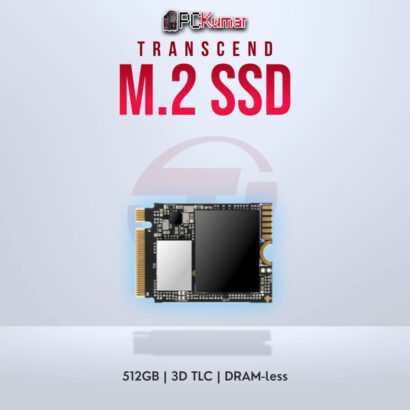 Transcend 512GB M.2 PCIe Gen4x4 NVMe SSD with 3D TLC for fast operations.