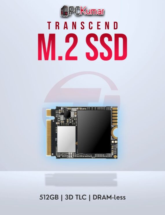 Transcend 512GB M.2 PCIe Gen4x4 NVMe SSD with 3D TLC for fast operations.
