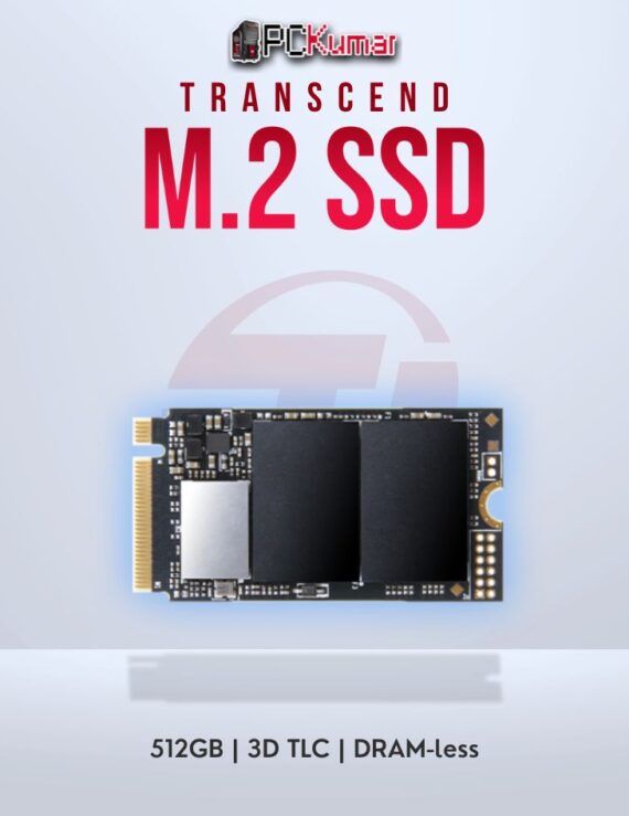 Transcend 512GB M.2 PCIe Gen4x4 NVMe SSD with 3D TLC for portable performance.