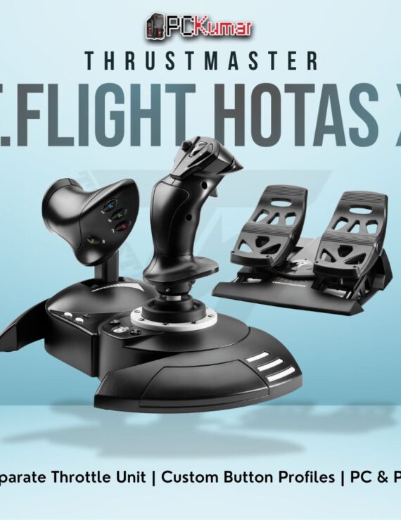 Thrustmaster T.Flight HOTAS X featuring a dual-component throttle and joystick for an authentic flight sim experience.
