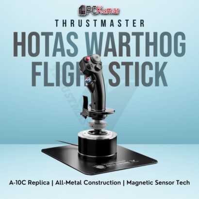 Thrustmaster HOTAS Warthog Flight Stick replicating the A-10C controller with metal design and advanced sensors.