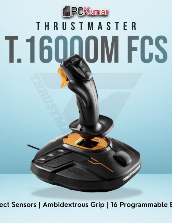 Thrustmaster T.16000M FCS with high-precision HallEffect sensors, suitable for PC flight and space simulations.
