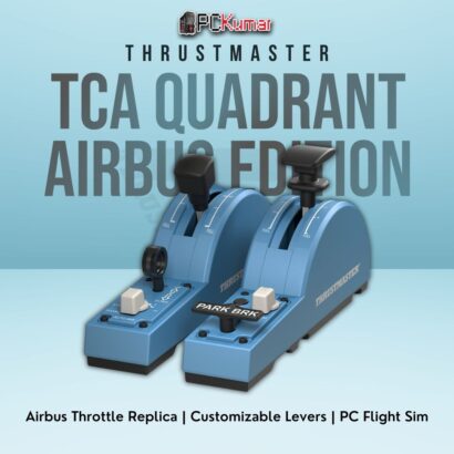 Thrustmaster TCA Quadrant Add-On Airbus Edition featuring realistic engine controls for advanced PC flight sim immersion.