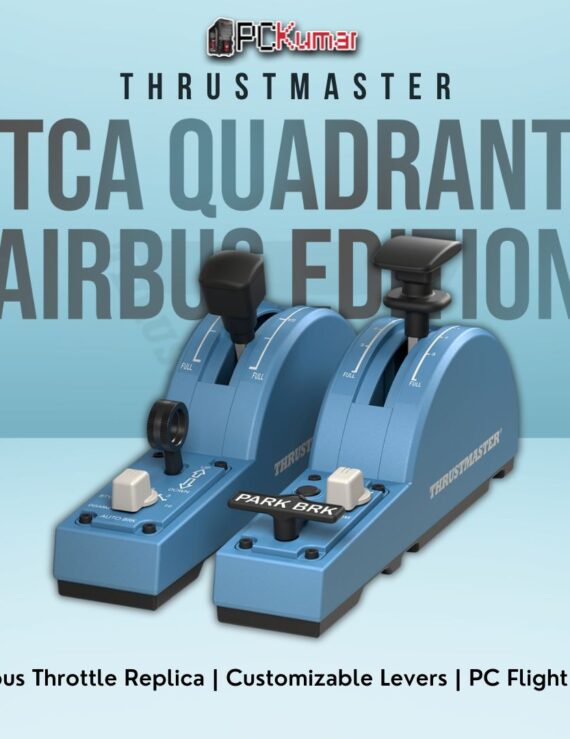 Thrustmaster TCA Quadrant Add-On Airbus Edition featuring realistic engine controls for advanced PC flight sim immersion.