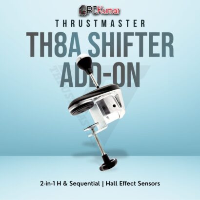 Thrustmaster TH8A Add-On Shifter with metal housing and versatile gear-shift modes for realistic racing.