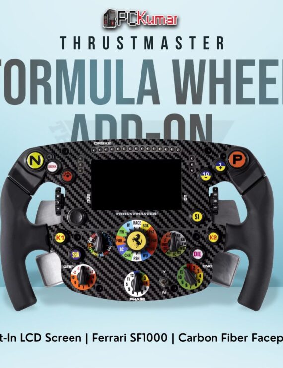 Thrustmaster Ferrari SF1000 Edition wheel add-on with integrated telemetry display and F1-style controls.