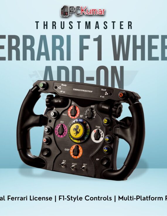 Thrustmaster Ferrari F1 Wheel Add-On featuring a professional open-wheel layout and authentic Ferrari branding.